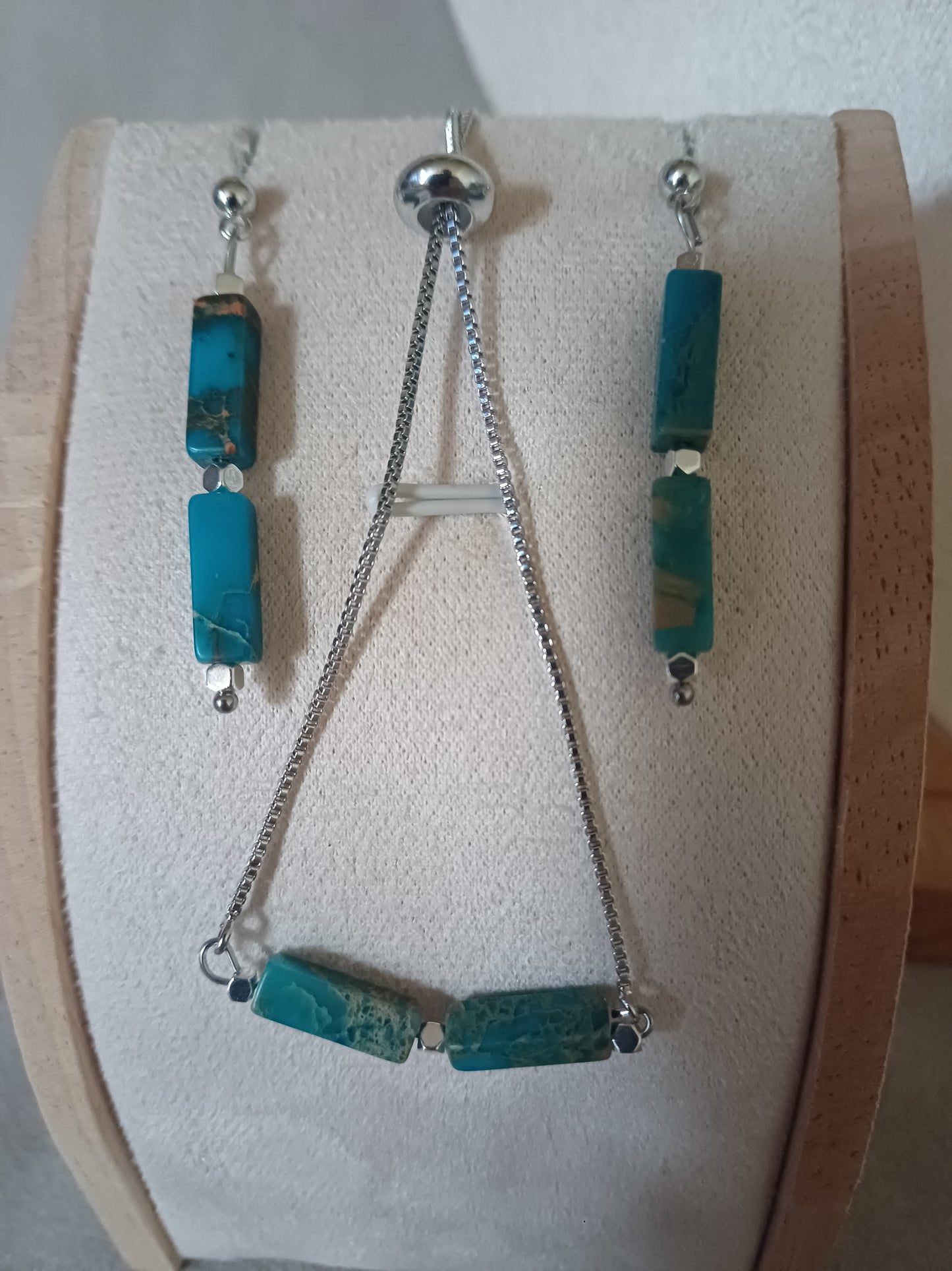 Parure couleur argent façon turquoise