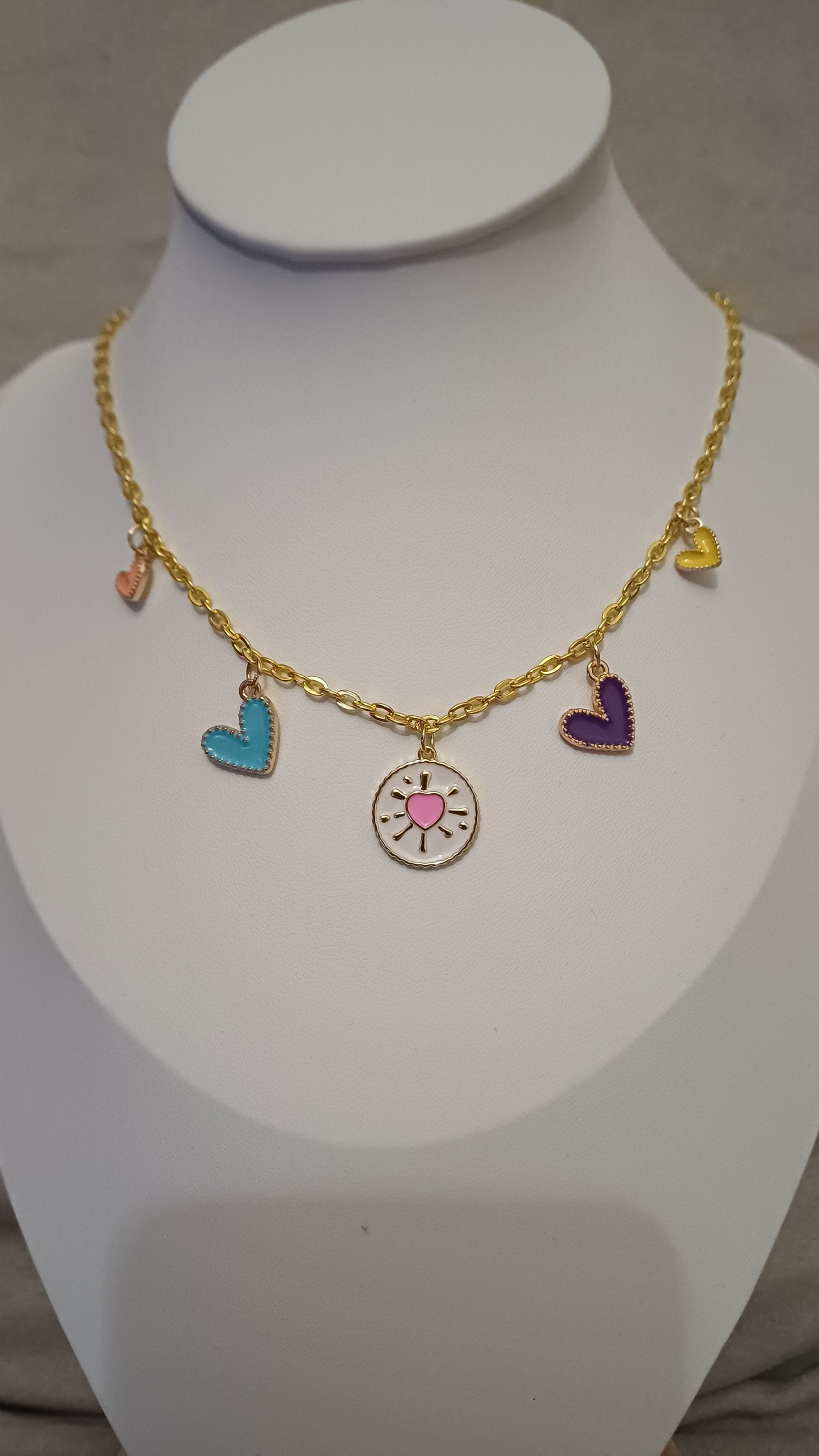 Collier amour multi coeurs colorés "pop"