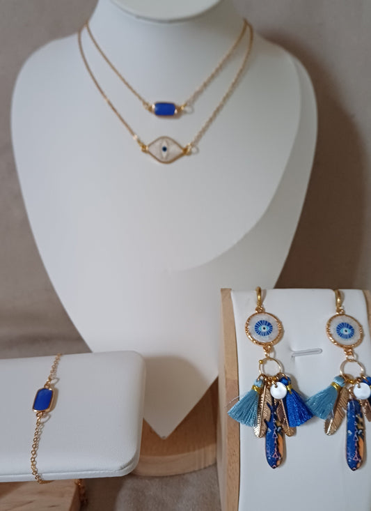 Parure "nuance de bleu"
